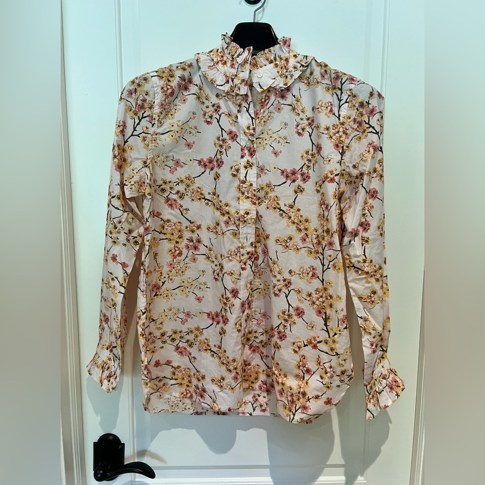 J. Crew Yellow and Pink Floral Blouse